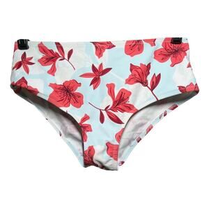 Cupshe Bikini Bottom High Waist Floral Baby Blue Red Small